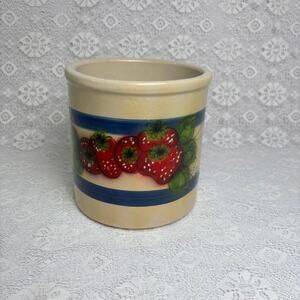 Vintage Ransburg Strawberry Crock Planter Utensil Holder